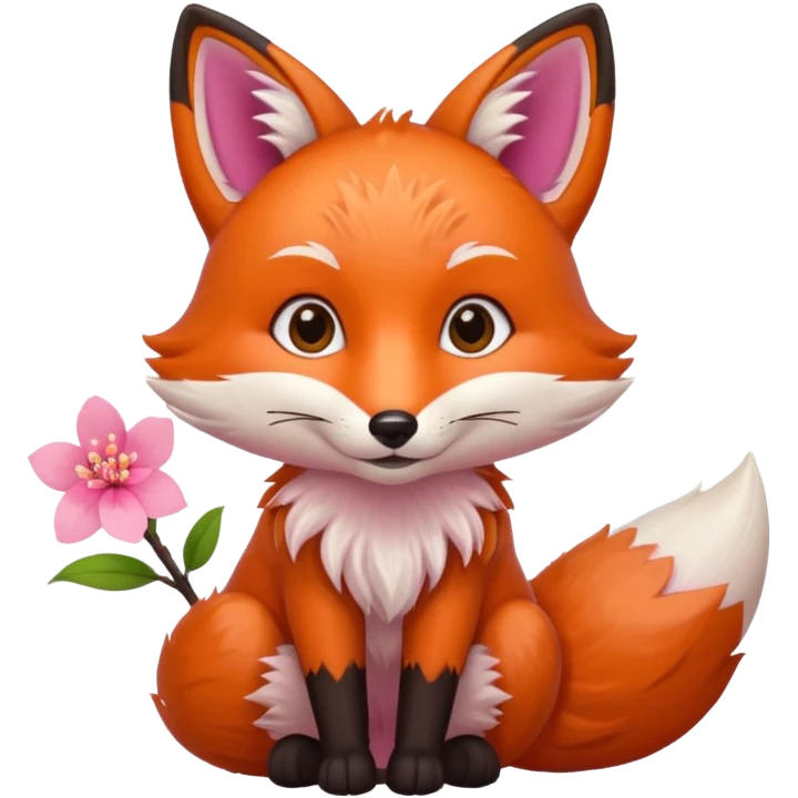 Fox holding a blossom and wearing a blossom emoji