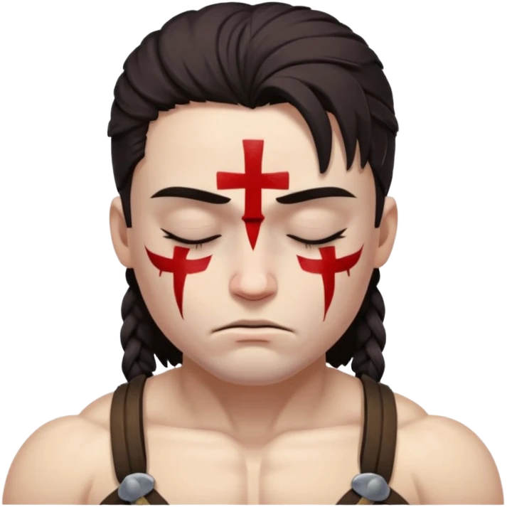 Warrior dead and closed eyes with cross eye emoji
