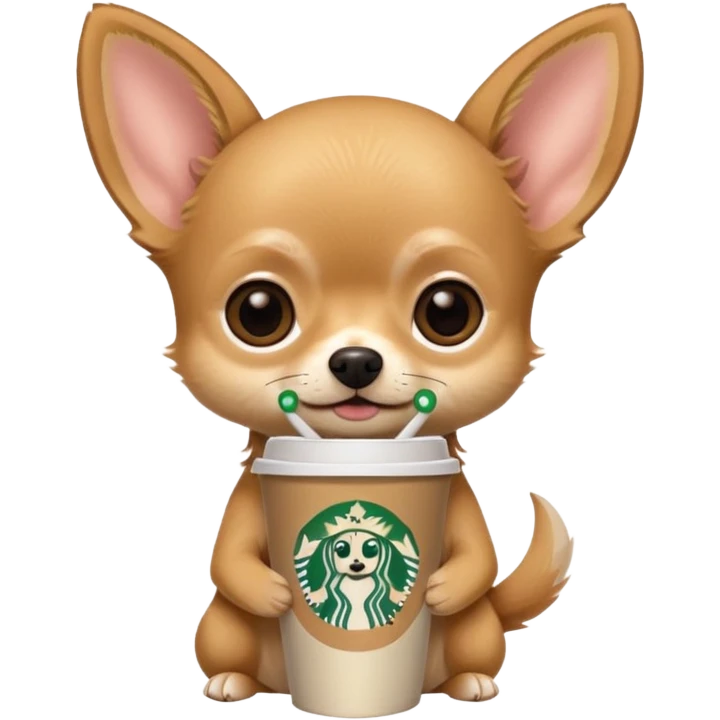 Chihuahua with a Starbucks cup emoji