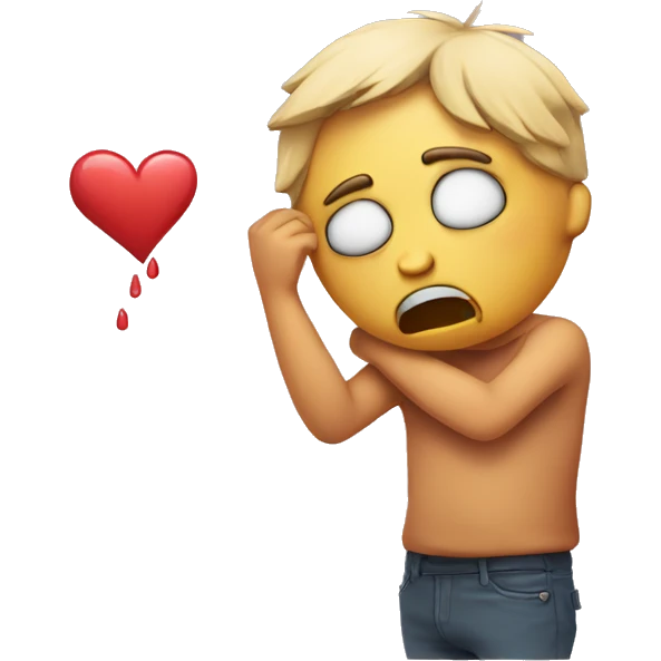 crying emoji with broken heart in pain in his arms  emoji