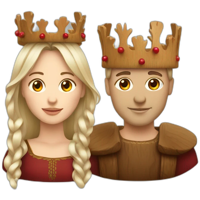 Make a festive tradition latvian man and woman with a oak and birch crown  emoji