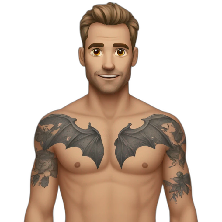 Homme Chauve avec plein de tatouages emoji