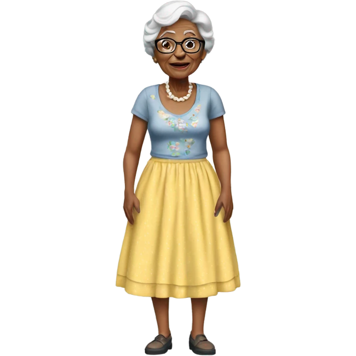 Granny with a poster girl dress  emoji