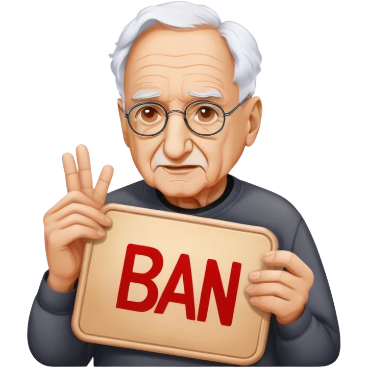 Frank Gehry with a ban AI sign emoji