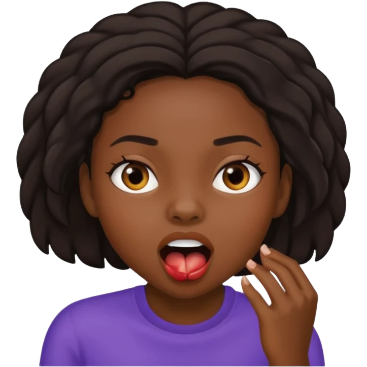 Black girl sitting with her mouth open emoji