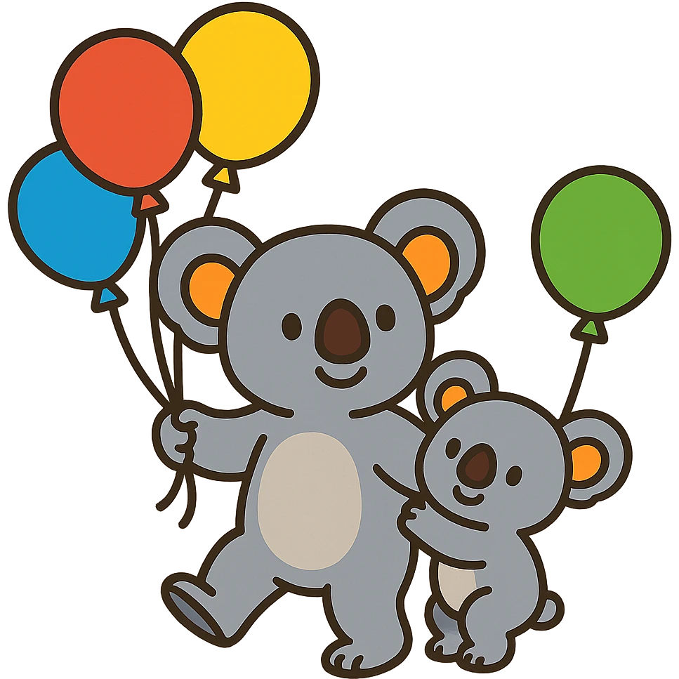 koala babies holding balloons emoji
