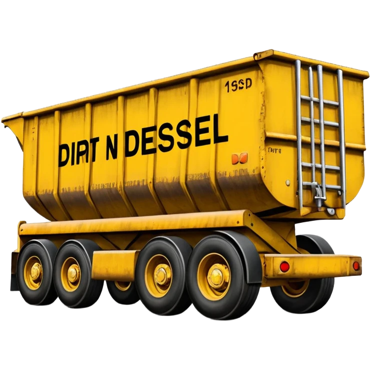 dump end trailer with the words 'Dirt n Diesel' on it, stylized, emoji style emoji