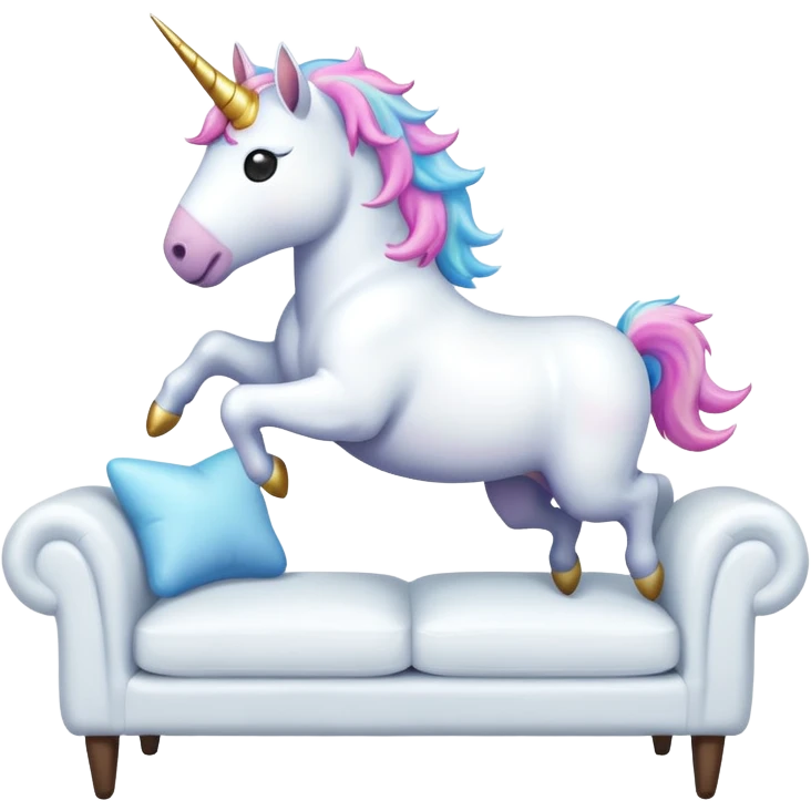 Unicorn jumping on the couch  emoji