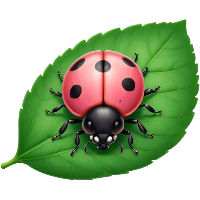  cute pink lady bug on leaf emoji