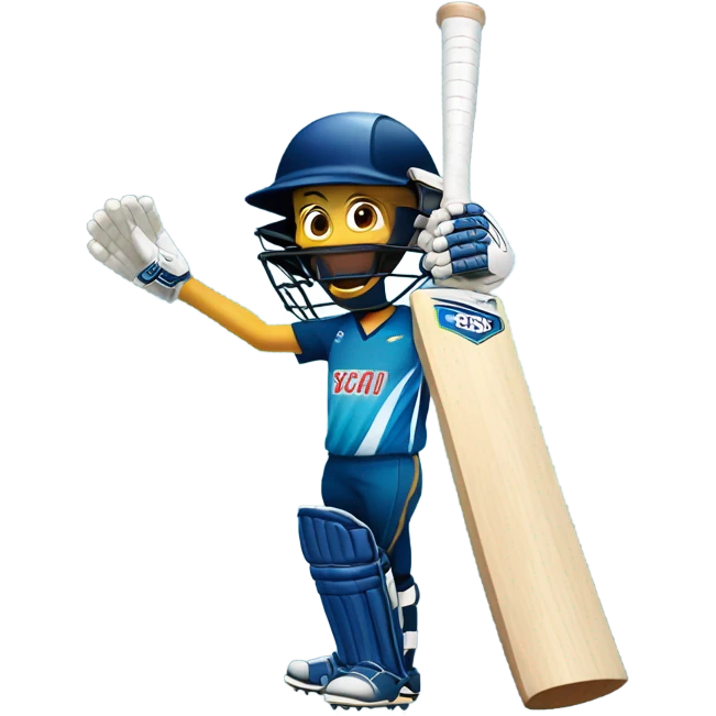 Cricket bat with player emoji