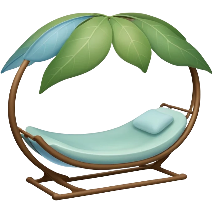 sheltering cradle leaf, translucent, softly curved, floating, gentle green-blue and warm earth colors emoji