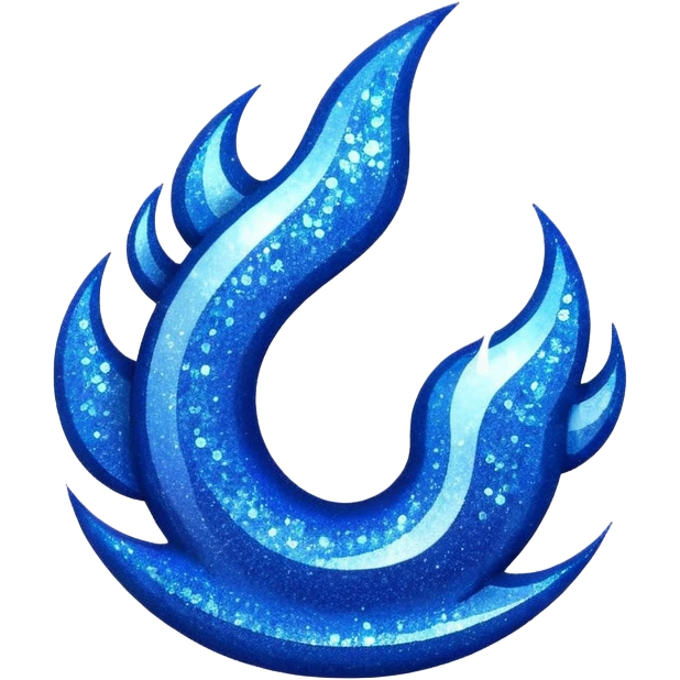 marine blue glitter fire emoji