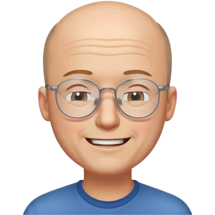 Balding man eyeglasses with eyes closed smiling emoji
