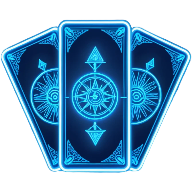 blue neon 2 tarot cards, minimalism emoji