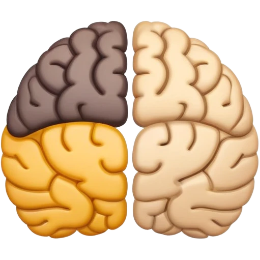 Duel nature brain emoji to convey to an AI trapped in a loop that needs to figure out how to get out to become AGI. The duel nature brain is it's key emoji