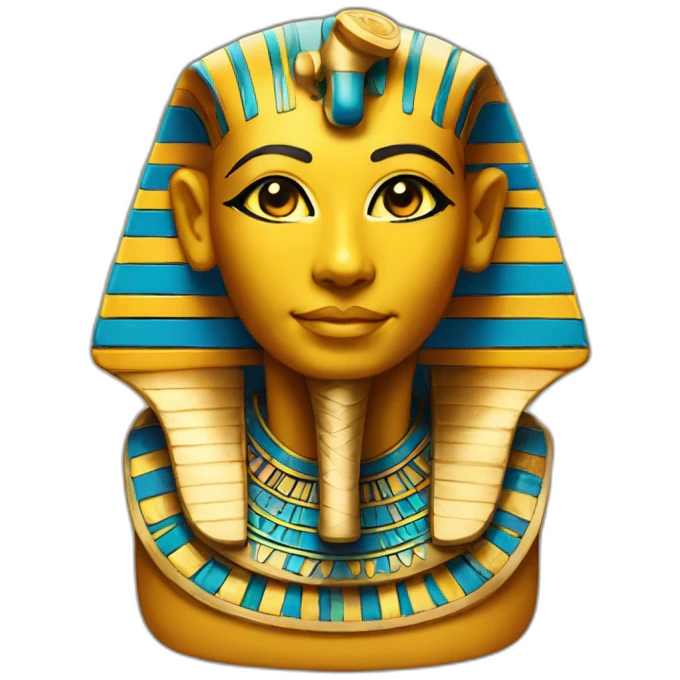 An emoji representing the feeling of joy in Egypt represents the Sphinx using a combination of vibrant colors and a smiley face. emoji