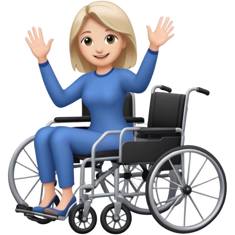 Woman waving and smiling whilst pushing a wheelchair emoji