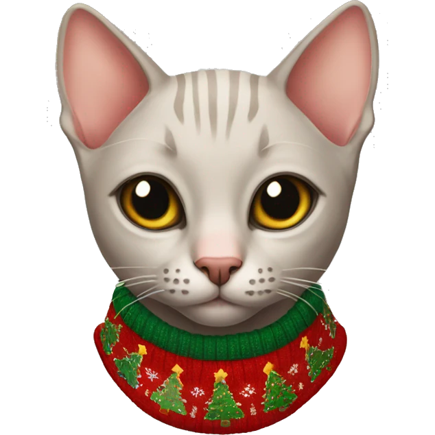 hairless cat wearing a Christmas sweater  emoji