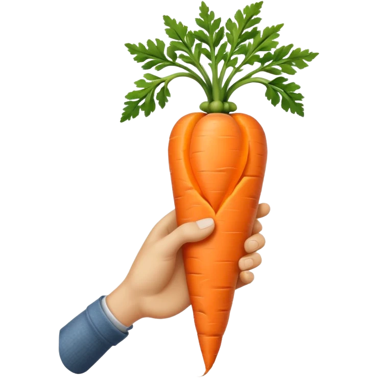 beige skin colored hand holding a long skinny carrot emoji