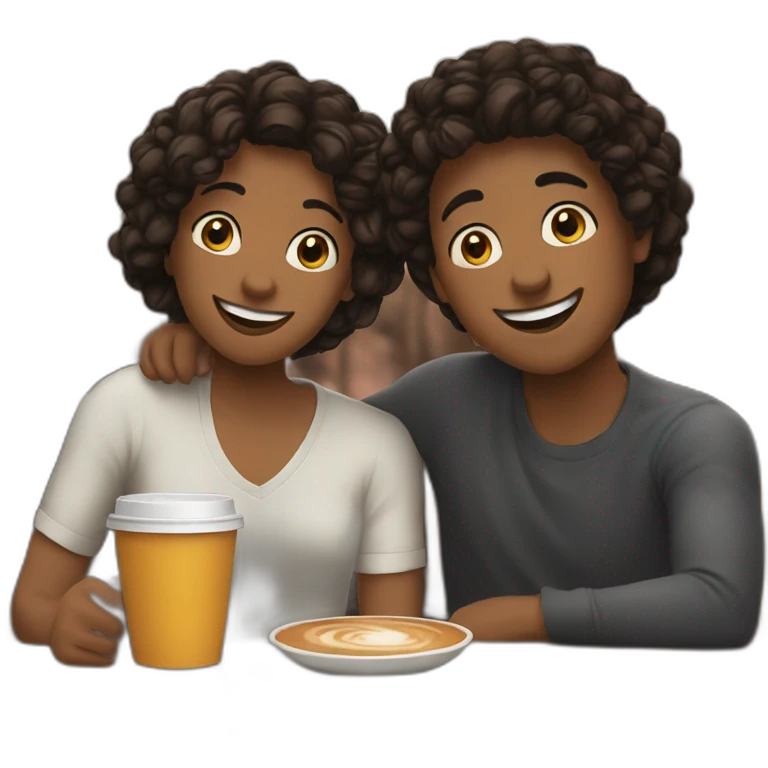 friends reunited at a coffe place emoji