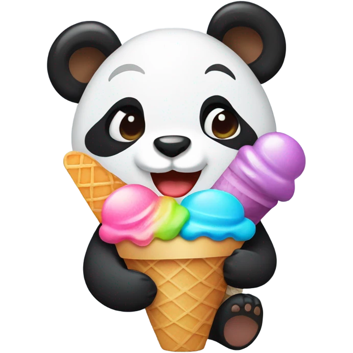 Panda eating ice cream emoji