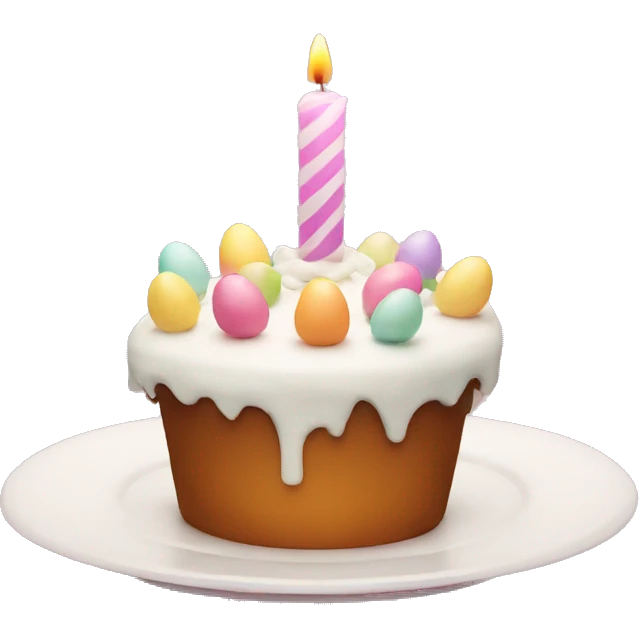 cake with a candle, Easter emoji
