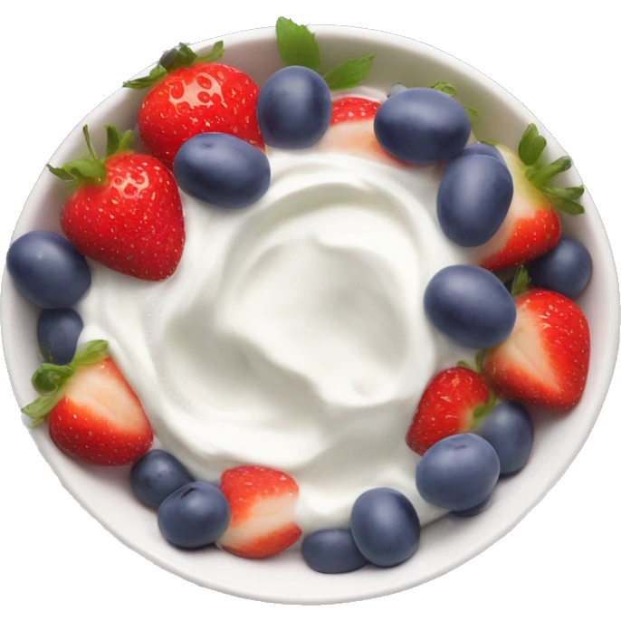 fruit yogurt bowl with strawberries and grapes emoji