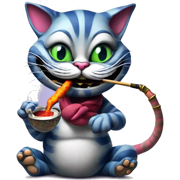 Cheshire Cat smoking a hookah, iOS emoji style art emoji