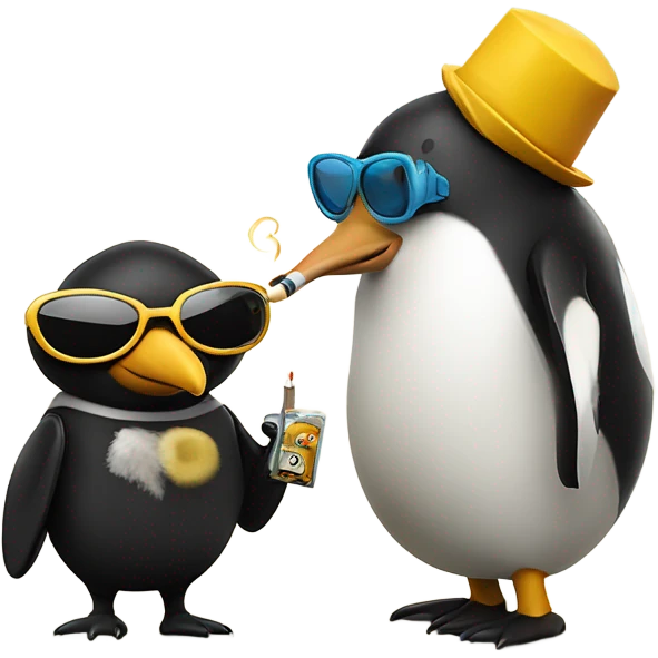 Bee and penguin smoking emoji