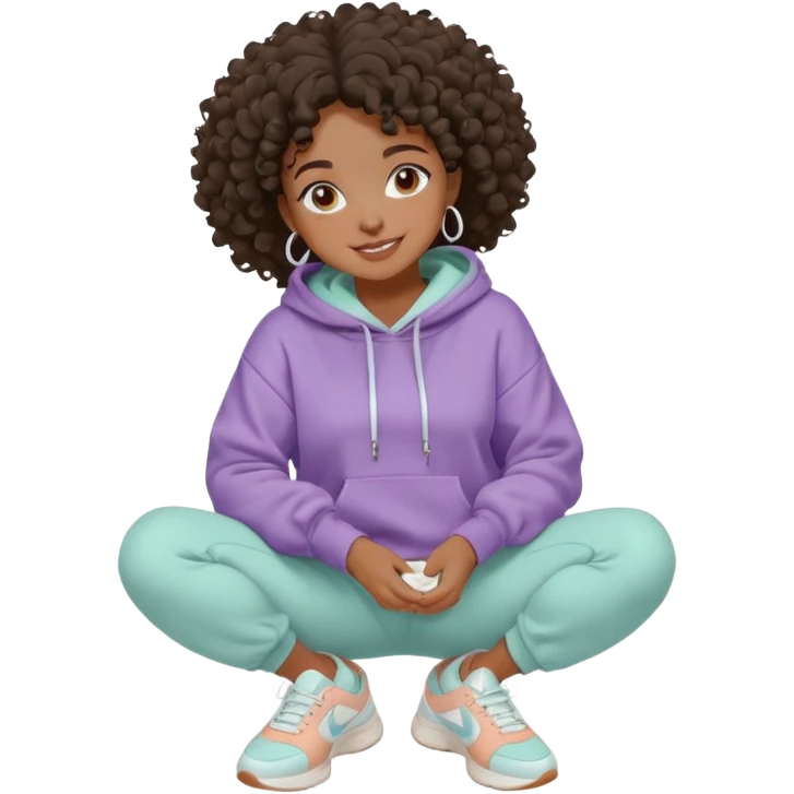 Black girl, clean girl aesthetic, 4C curly hair in a puff, pastel hoodie, white sneakers, minimal jewelry, soft smile, cozy vibe, bright colors,  skin care with White clay mask emoji
