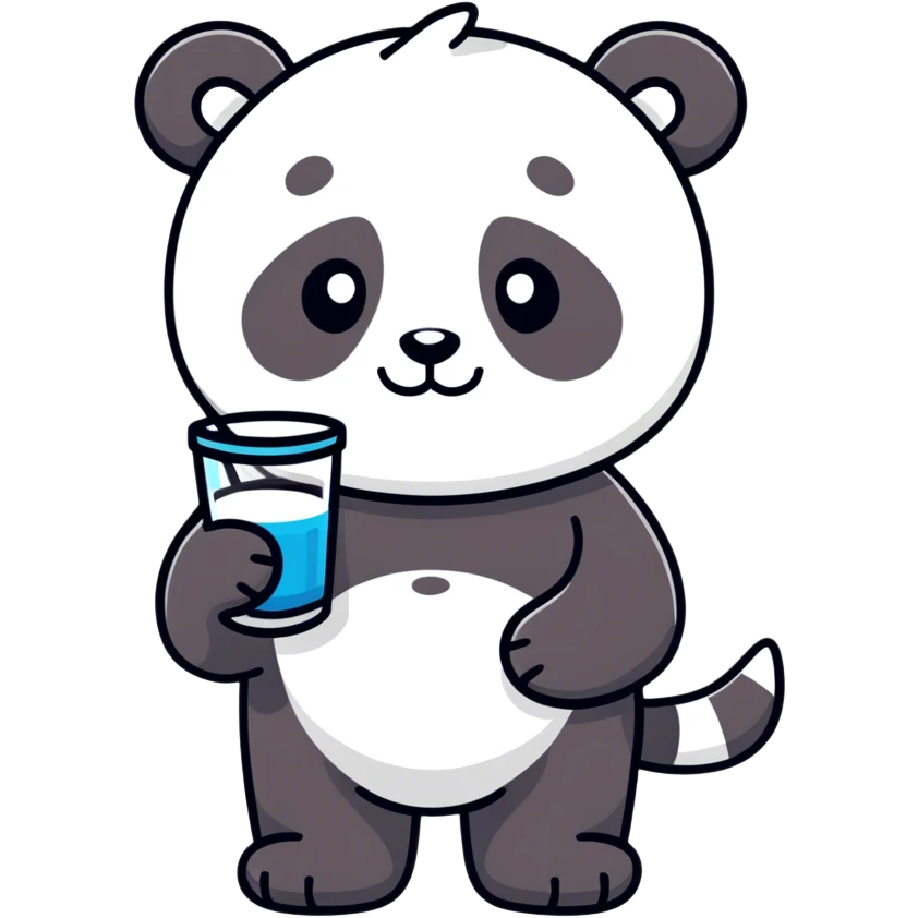 Cute panda drinking milk emoji
