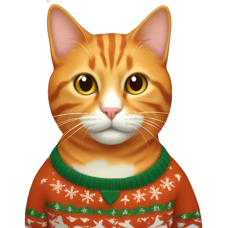 An orange cat in a Christmas sweater  emoji