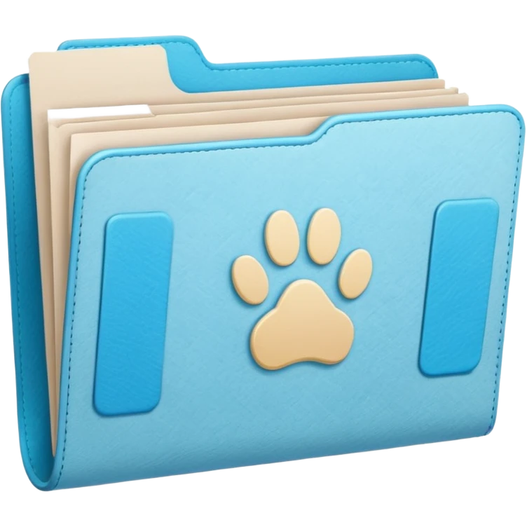 a pastel folder of documents with a pawprint on it emoji