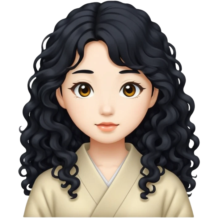 Japanese girl with long curly hair emoji