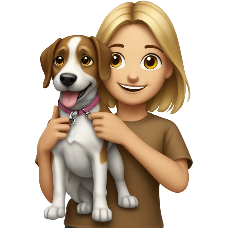 realistic girl with dog emoji