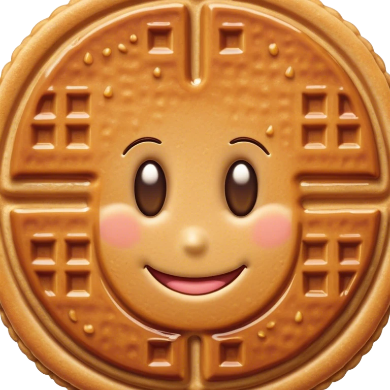 Stroopwafel Cinematic Realistic Stroopwafel Dessert Emoji, depicted as a single, flat, delicate caramel-filled waffle cookie rendered with crisp textures and warm, inviting lighting. emoji