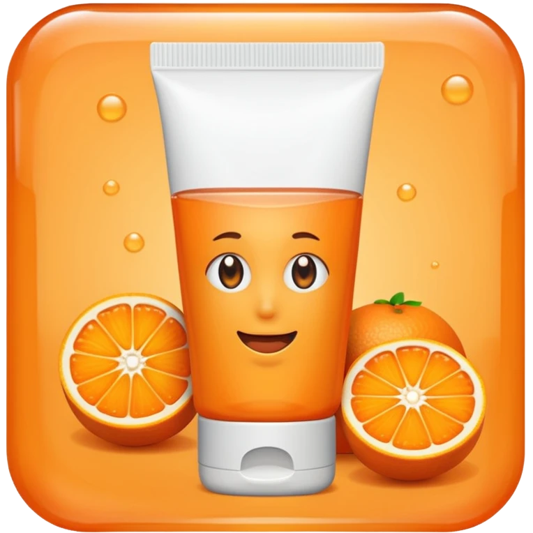 a skincare tube with an orange-toned liquid inside of it emoji