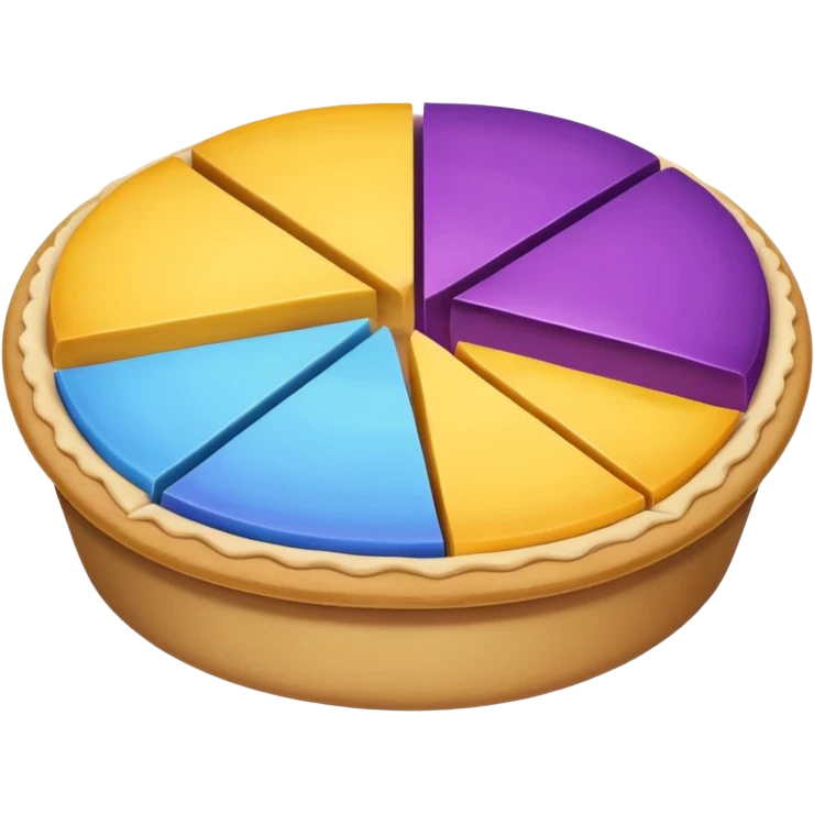 A pie chart with purple, yellow and blue colors only, with only 3  slices similar to this but with the colors I mentioned  emoji