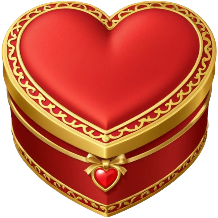 rococó caja de regalo en forma de corazón rojo con dorado emoji