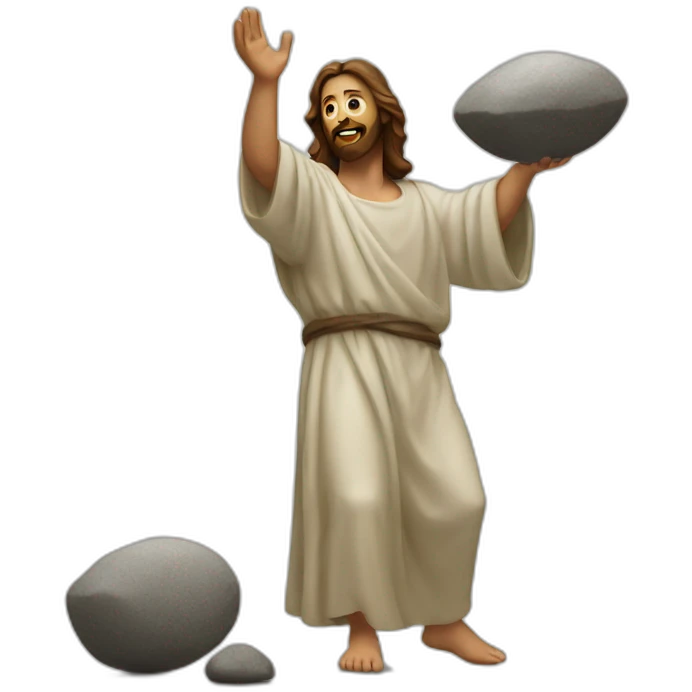 jesus throwing stone emoji