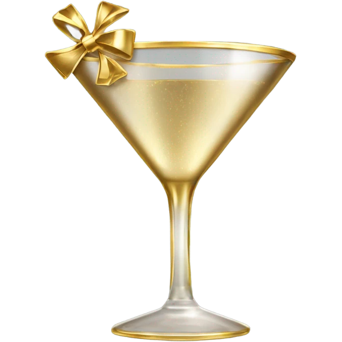gold rimmed martini glass with tiny gold bows emoji