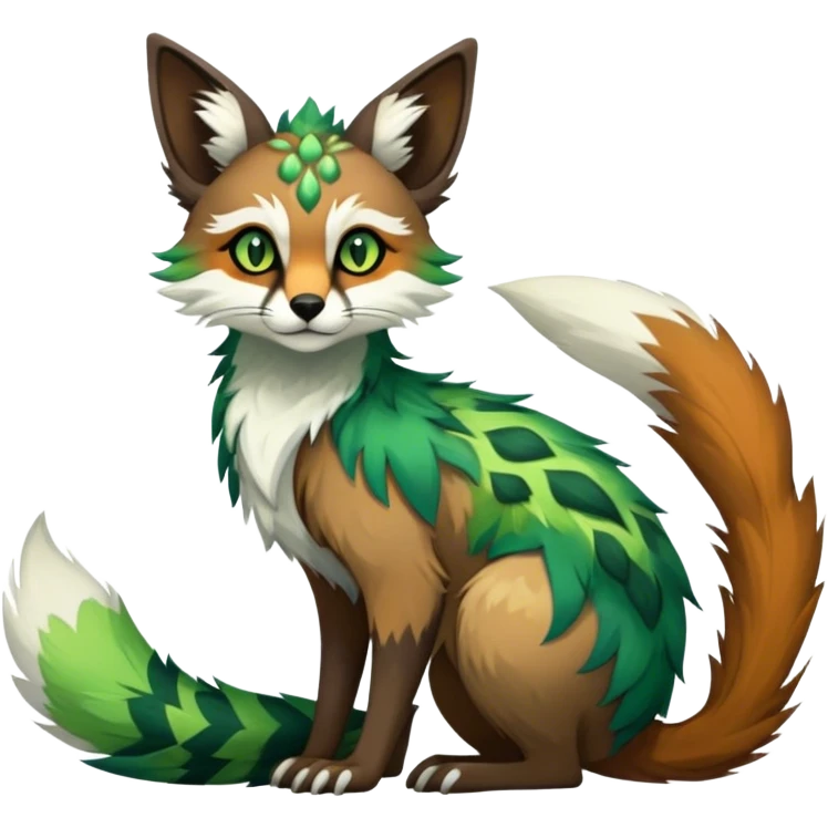 Feral Rare Fantasy vibrant colorful Vernid-Trico-species by LiLaiRa, random markings, tufted tail, tufted ears, full body emoji