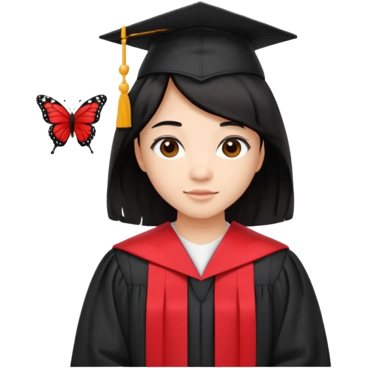 Graduate red filipino black hair with straight wavy hairclength butterfly haircut emoji