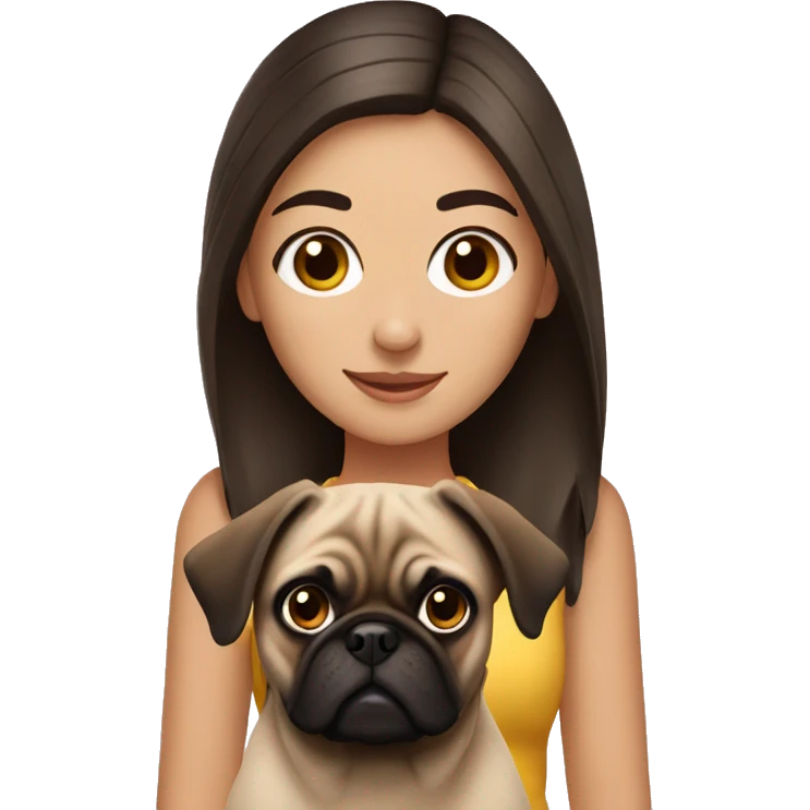 Brunette girl with pug dog emoji