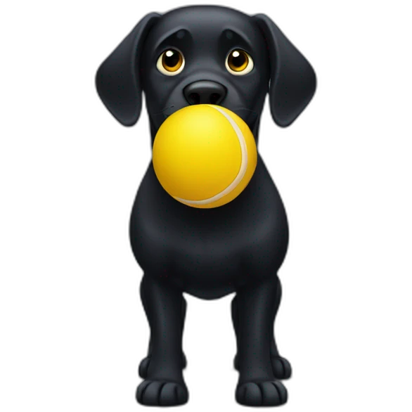 Big black dog with yellow ball emoji