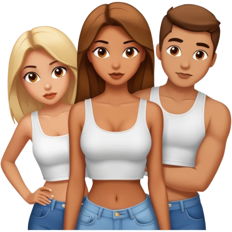 Hot girl with two boyfriends, sassy and beautiful emoji