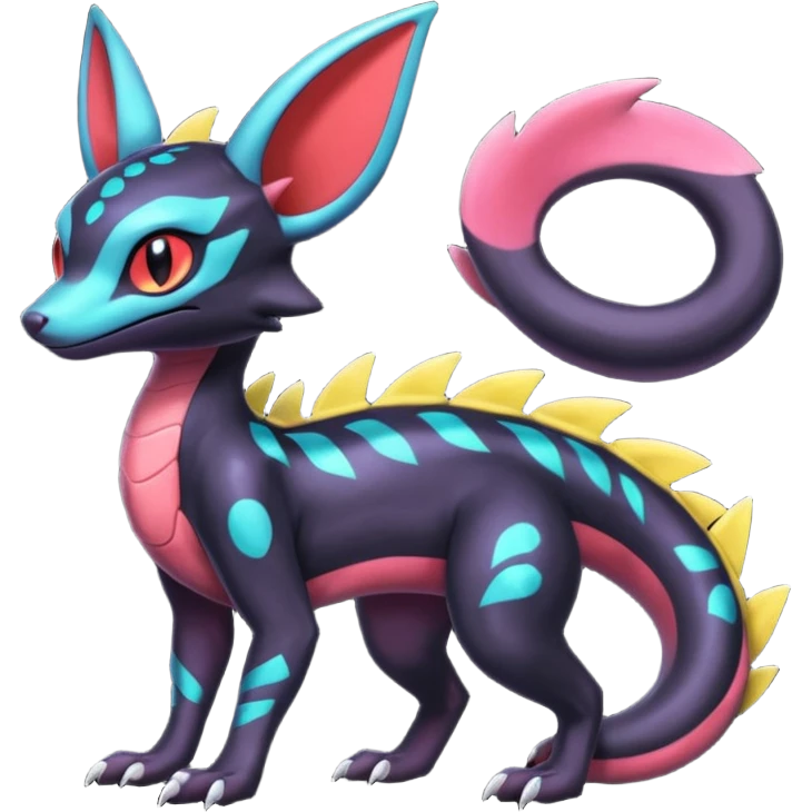 Shiny Salandit-Umbreon-Genet-Noivern-Noibat-Hybrid (Full body) emoji