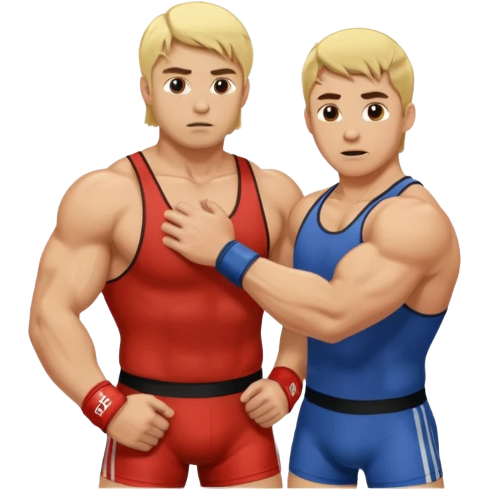 Blonde wrestler wrestling with brunette guy emoji