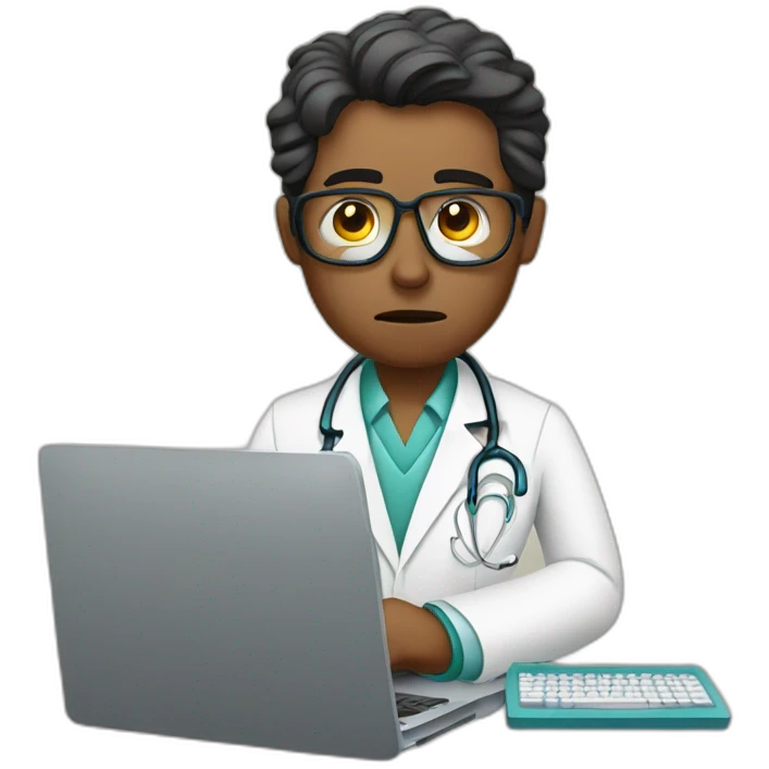 irritated doctor typing on computer emoji