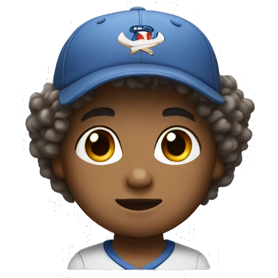 Baby dude with curly hair and baseball cap emoji